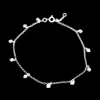 Anklet 925 Silver Hearts