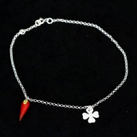 Silver 925 Anklet Portuguese Clover and Pepper