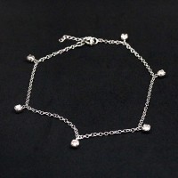 Silver 925 Portuguese Anklet with Zirconia Stone 26cm