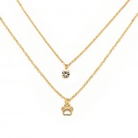 Gold Plated Semi-Jewelry Choker Necklace with Scrooge Pendant and Rhinestone 50cm