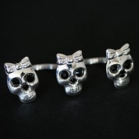 Anillo de Plata 925 Skull ajustable Ingls perforacin