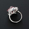 925 Silver Ring with Gemstone Rhodonite and Sapphire