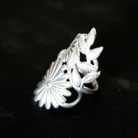 925 Anillo de Plata Detalles de Flores