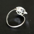 925 Anillo de Plata con piedra Solitaire Flor Zirconia