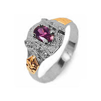 Graduation Ring all in Palladium Silver and Symbols 18k Gold 0750