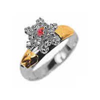 Graduation Ring all in Palladium Silver and Symbols 18k Gold 0750