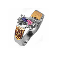 Graduation Ring all in Palladium Silver and Symbols 18k Gold 0750