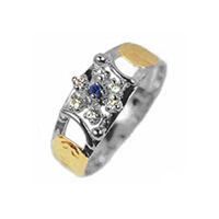 Graduation Ring all in Palladium Silver and Symbols 18k Gold 0750