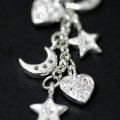 Pendientes Plata 925 Corazn, Luna, Estrella con piedra de Zirconia