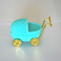 Caixa de Veludo Carrinho de Bebê Azul Claro