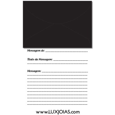 Envelope Preto 72mmx108mm 80g + Impressão de Mensagem em Papel Sulfite A4 108mm de Largura