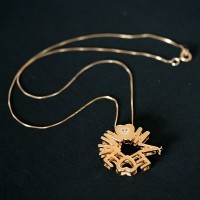 Semi Necklace Jewelry Gold Plated Pendant with 45cm Venetian Mandala Mother with Zirconia Stones