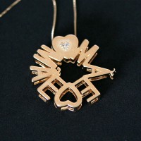 Semi Necklace Jewelry Gold Plated Pendant with 45cm Venetian Mandala Mother with Zirconia Stones