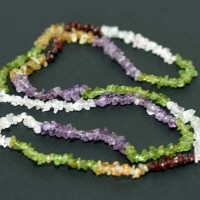 ColarPedraPreciosaVariadoAmetista,Citrino,Peridoto,Rodolita,QuartzoRosa90cm