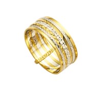 Aliana  de Ouro Amarelo e Ouro Branco 18k 750  Largura 7.00mm Altura 0.50mm