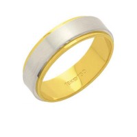 Aliana de Ouro e Ouro Branco 18k 750 Largura 6.00mm Altura 1.50mm