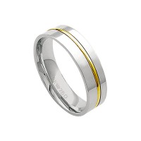 Aliana Anatmica de Ouro e Ouro Branco 18k 750 Largura 5.50mm Altura 1.50mm