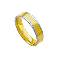 Aliana Anatmica de Ouro e Ouro Branco 18k 750 Largura 5.00mm Altura 1.50mm