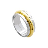 Aliana de Ouro e Ouro Branco 18k 750 Largura 7.50mm Altura 2.30mm