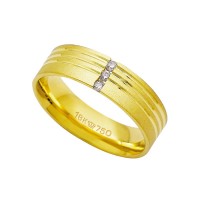 Alliance Anatomic 18k Gold 750 with 3 Brilliant 2.25 Points Width 6.00mm Height 1.50mm