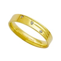 Aliana Anatmica de Ouro 18k 750 com 3 Brilhantes de 1.00 Pontos Largura 4.00mm Altura 1.30mm