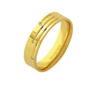 Aliana Anatmica de Ouro 18k 750 com 3 Brilhantes de 1.00 Pontos Largura 5.00mm Altura 1.30mm