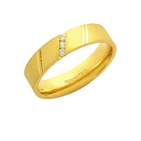 Aliana Anatmica de Ouro 18k 750 com 3 Brilhantes de 2.25 Pontos Largura 5.00mm Altura 1.50mm