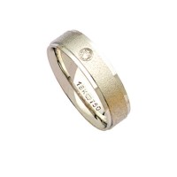 Aliana Anatmica de Ouro Branco 18k 750 com 1 Brilhante de 6.00 Pontos Largura 6.00mm Altura 1.50mm