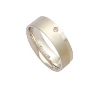 Alianza Anatmico 18k de oro blanco 750 con un brillante 2,25 puntos Ancho 6.00mm Altura 1.50mm