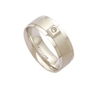 Aliana Anatmica de Ouro Branco 18k 750 com 1 Brilhante de 3.50 Pontos Largura 7.00 mm Altura 1.50mm