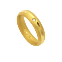 Aliana Anatmica de Ouro 18k 750 com 1 Brilhante de 3.50 Pontos Largura 5.00mm Altura 2.10mm