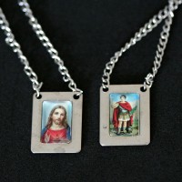 Scapular Steel Colored Sacred Heart of Jesus and Holy Espedito