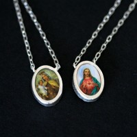 925 Silver Scapular Sacred Heart of Jesus and Our Lady of Mount Caramel