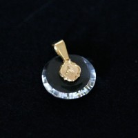 Pingente de Ouro 18k Sagrado Coração de Jesus com Pedra Strass de Crystal 12,00mm