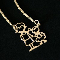 Necklace Semi Jewelry Gold Plated Family Mother and Daughter 45cm