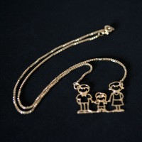 GargantilhaSemiJiaFolheadoaOuroFamliaMe,PaieFilho45cm