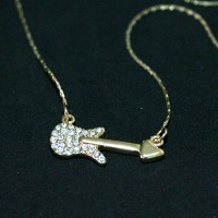 Necklace Gold Plated Jewelry Semi Guitar Pop with Zirconia stones 45cm