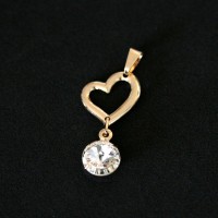 Oro Joyera Colgante Semi corazn plateado con zirconia Piedra