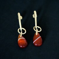 Earring Gold Plated Jewelry Semi Enjoy Great Natural Red Agate Stone