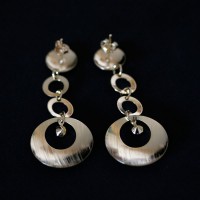 Earring Semi Magnetic Jewelry Gold Plated with Rhinestones