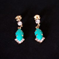 Semi Jewelry Earring Plated Gold Medium Brightness with Green Stone