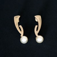 Earring Gold Plated Jewelry Semi Pearl Class