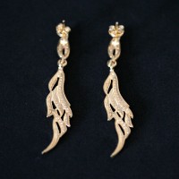 Semi Earring Jewelry Gold Plated Large Leaf Amora