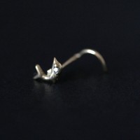 Nariz de Oro Piercing 18k 01 Delfn con Piedra Zirconia