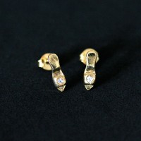 Pendiente plateado oro de la joyera Semi Zapato con zirconia Piedra...