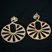 Semi Earring Jewelry Long Gold Plated Round Knockout