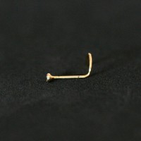 PiercingNostrilOuro18kBanhadoPiercingNarizPedraCrystalCravada0,5mmx7mm