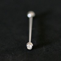 Piercing Orelha Ao Cirurgico 316L Megabell Ao 1 Pedra Crystal 1,2mm x 36mm