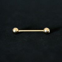 Barbell Piercing Esfera c/ Pedra Banhado a Ouro 18k 1,6mm x 21mm