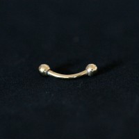 Sobrancelha Piercing Microbell Curvo Esfera Banhado a Ouro 18k 1,2mm x 8mm